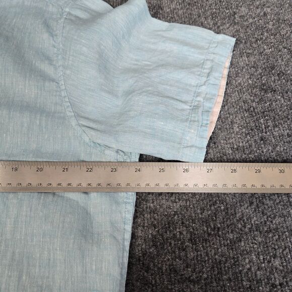 HERITAGE REPORT COLLECTION 100% Linen Shirt Men's XL Light Blue Short Sleeve - Picture 7 of 9